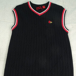 Black & Red Cardinal Vest Sweater Large